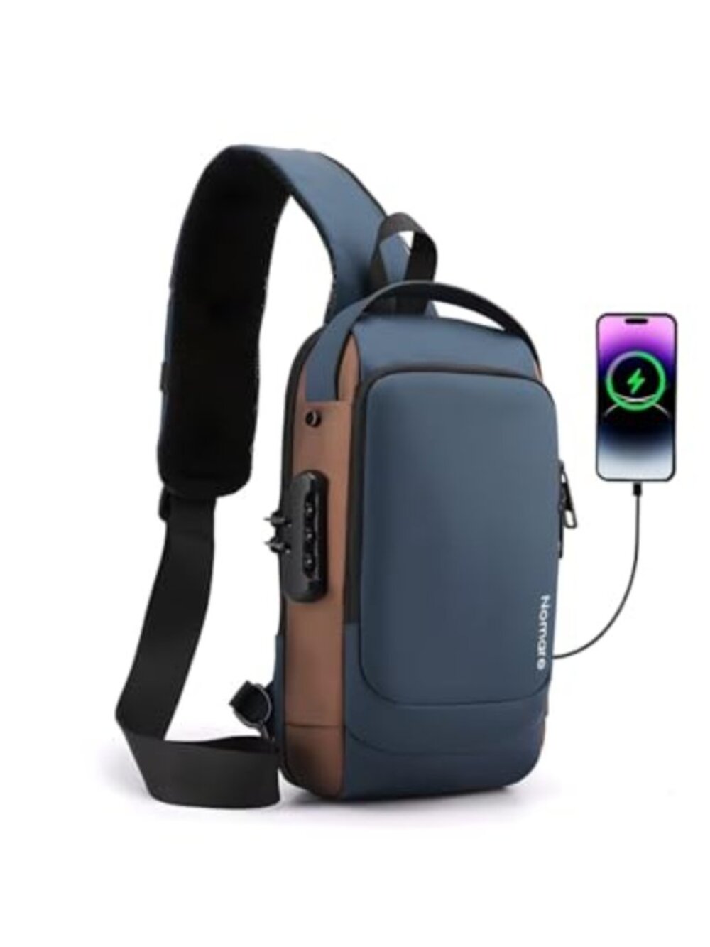 Anti Theft Crossbody Sling Bag Waterproof PU Leather Travel Daypack USB Port